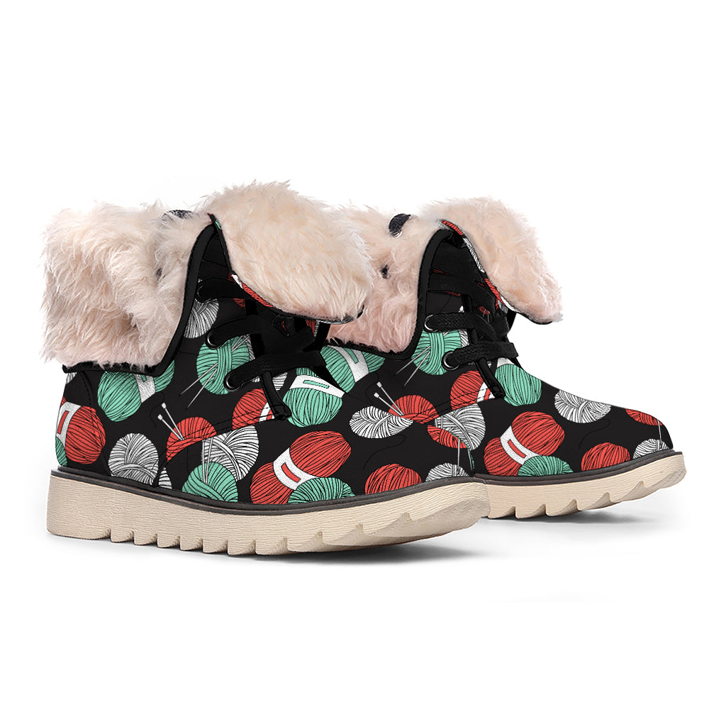 Crochet Yarn Pattern Print Winter Boots