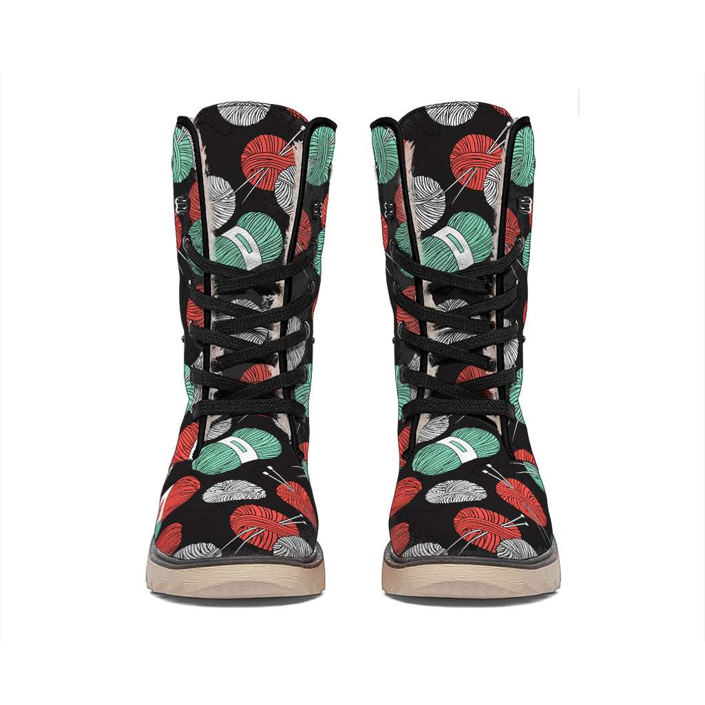 Crochet Yarn Pattern Print Winter Boots