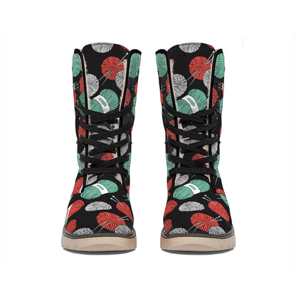 Crochet Yarn Pattern Print Winter Boots