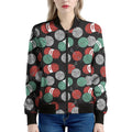 Crochet Yarn Pattern Print Women's Bomber Jacket