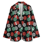 Crochet Yarn Pattern Print Women's Cotton Blazer