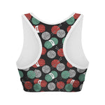 Crochet Yarn Pattern Print Women's Sports Bra
