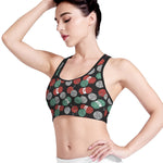 Crochet Yarn Pattern Print Women's Sports Bra