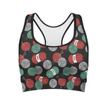 Crochet Yarn Pattern Print Women's Sports Bra