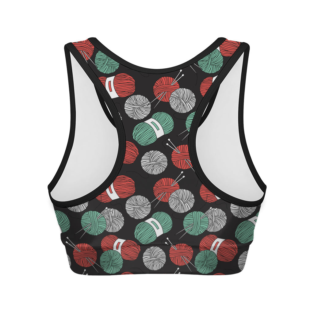 Crochet Yarn Pattern Print Women's Sports Bra