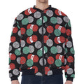 Crochet Yarn Pattern Print Zip Sleeve Bomber Jacket
