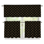 Cross Orthodox Pattern Print 3 Piece Kitchen Curtains