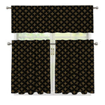 Cross Orthodox Pattern Print 3 Piece Kitchen Curtains