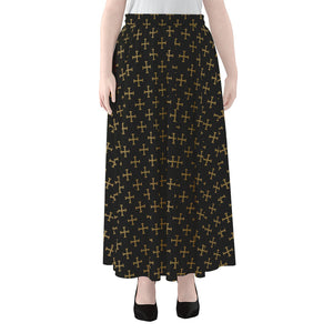 Cross Orthodox Pattern Print Chiffon Maxi Skirt