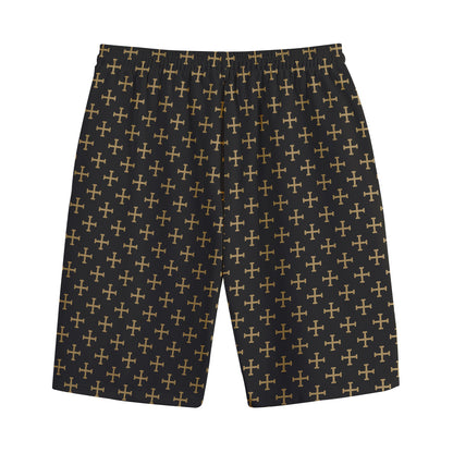 Cross Orthodox Pattern Print Cotton Shorts