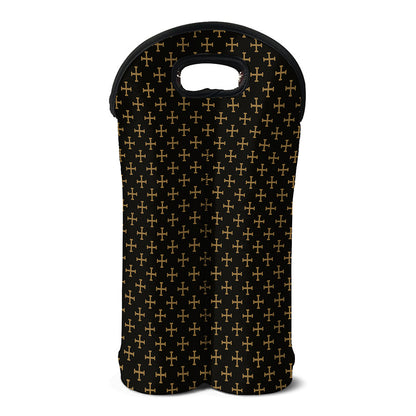 Cross Orthodox Pattern Print Double Neoprene Wine Tote