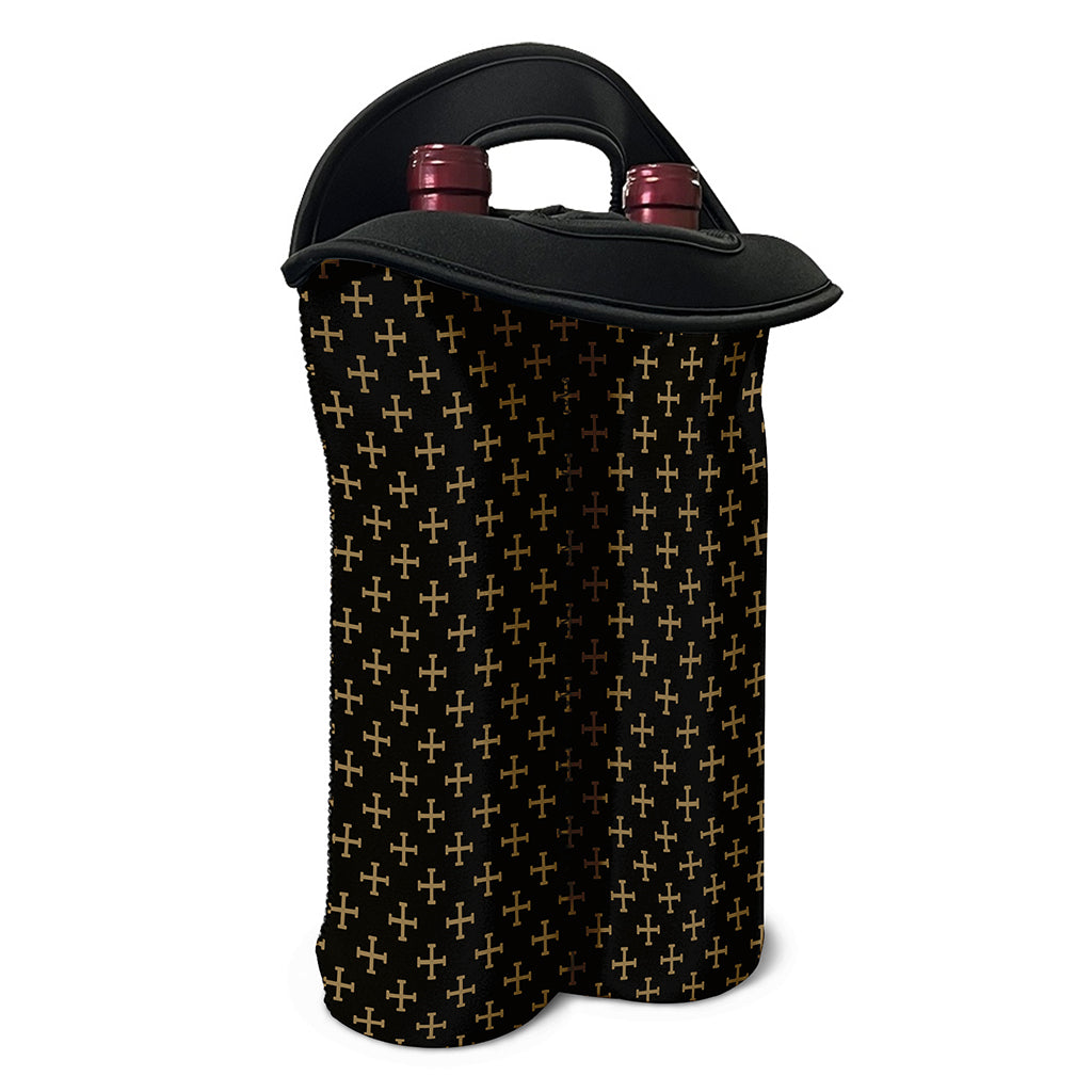 Cross Orthodox Pattern Print Double Neoprene Wine Tote