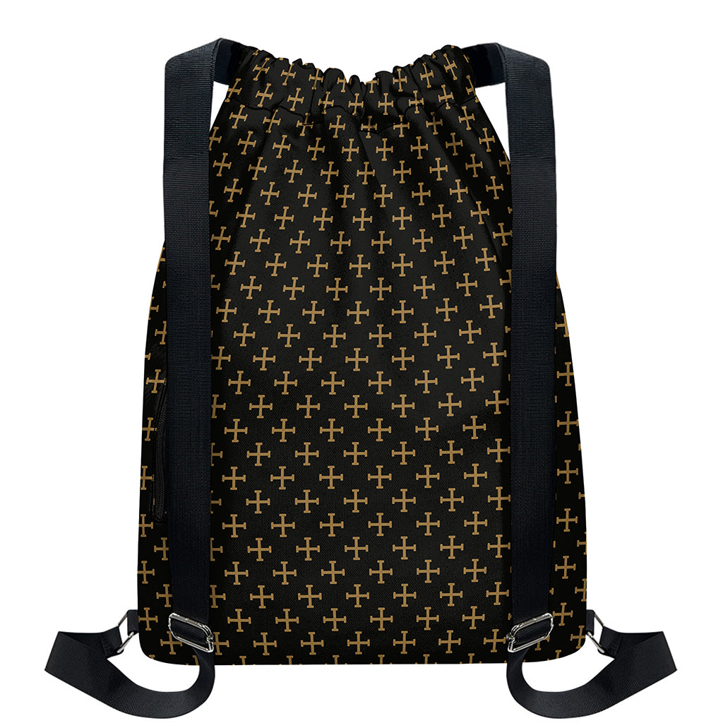 Cross Orthodox Pattern Print Drawstring Backpack