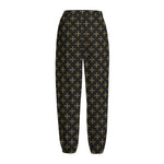 Cross Orthodox Pattern Print Fleece Lined Knit Pants