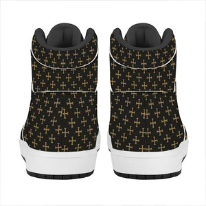 Cross Orthodox Pattern Print High Top Leather Sneakers