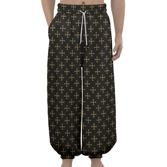 Cross Orthodox Pattern Print Lantern Pants