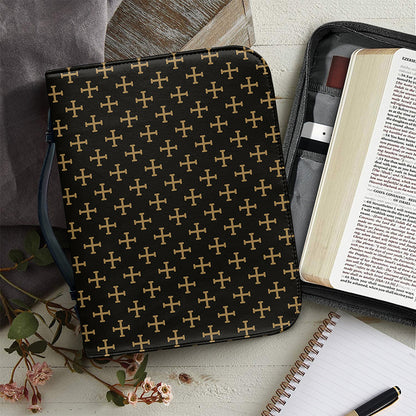 Cross Orthodox Pattern Print Leather Bible Cover