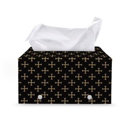 Cross Orthodox Pattern Print Leather Tissue Box Cover