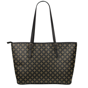 Cross Orthodox Pattern Print Leather Tote Bag