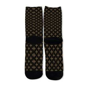 Cross Orthodox Pattern Print Long Socks