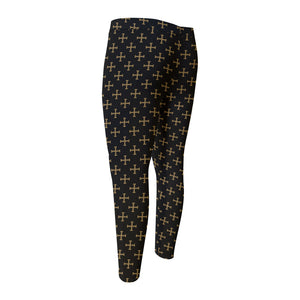 Cross Orthodox Pattern Print Men's Compression Pants