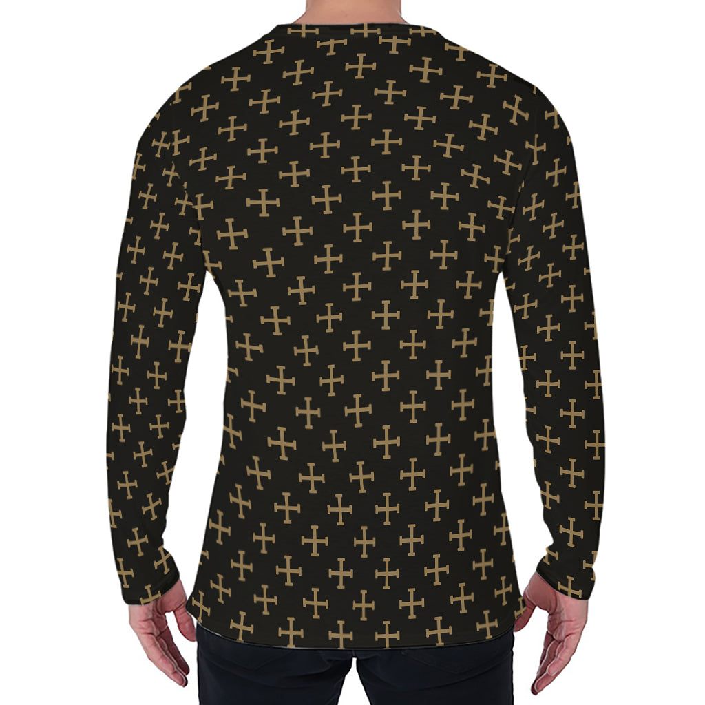 Cross Orthodox Pattern Print Men's Long Sleeve T-Shirt