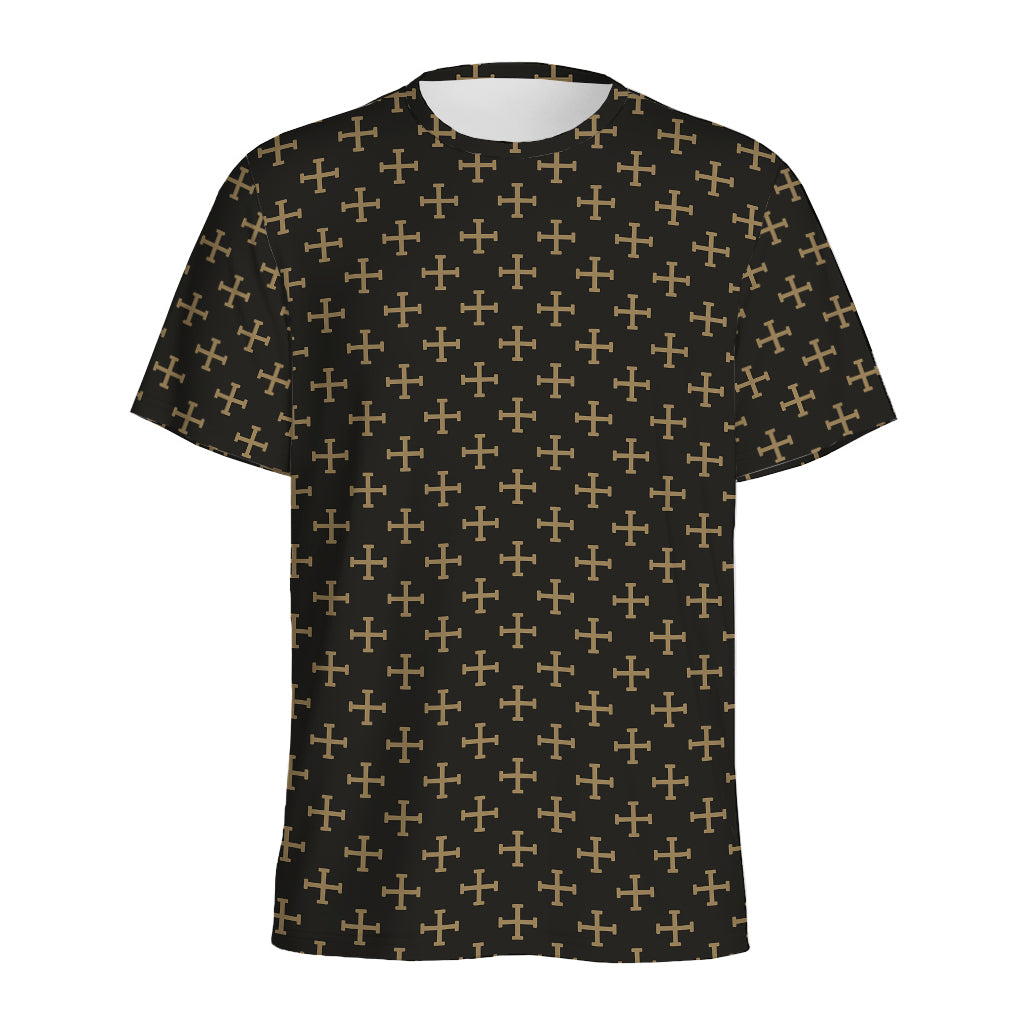 Cross Orthodox Pattern Print Men's Sports T-Shirt