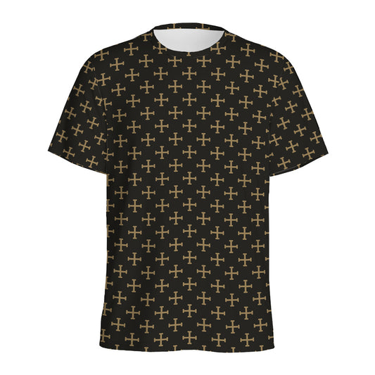 Cross Orthodox Pattern Print Men's Sports T-Shirt