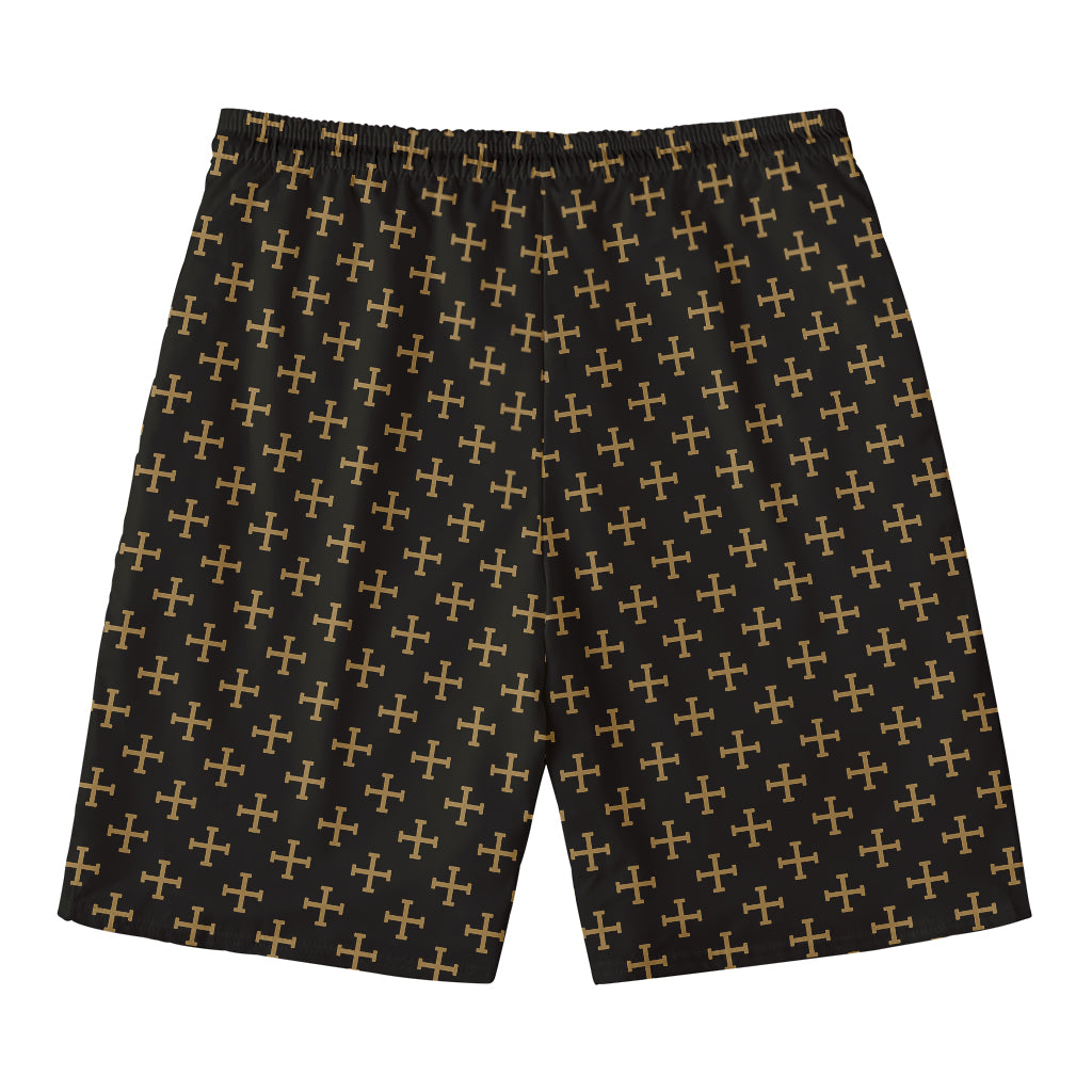 Cross Orthodox Pattern Print Men's Swim Trunks