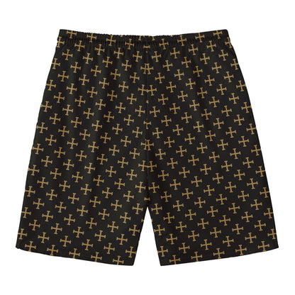 Cross Orthodox Pattern Print Men's Swim Trunks