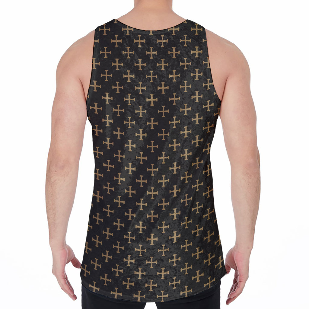 Cross Orthodox Pattern Print Men's Velvet Tank Top