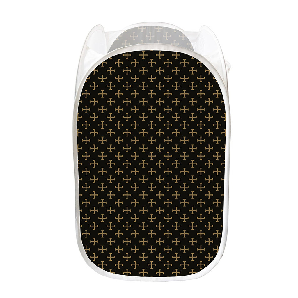 Cross Orthodox Pattern Print Mesh Laundry Hamper