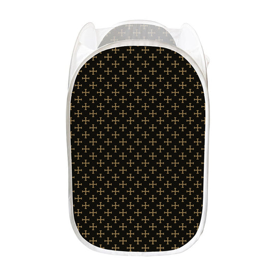 Cross Orthodox Pattern Print Mesh Laundry Hamper