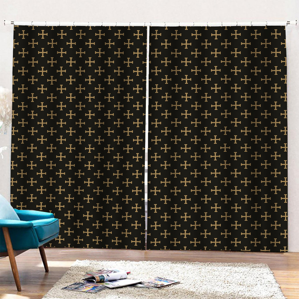 Cross Orthodox Pattern Print Pencil Pleat Curtains