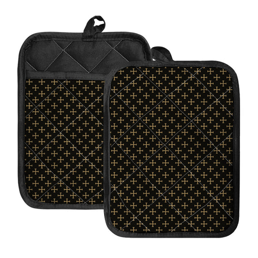 Cross Orthodox Pattern Print Pot Holders With Pocket