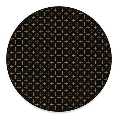 Cross Orthodox Pattern Print Round Floor Mat