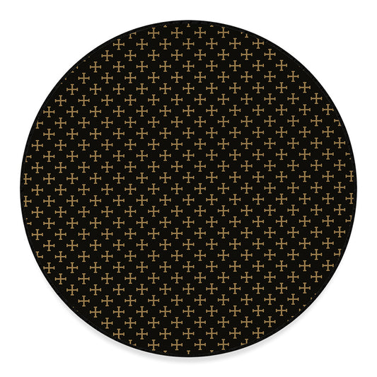 Cross Orthodox Pattern Print Round Floor Mat