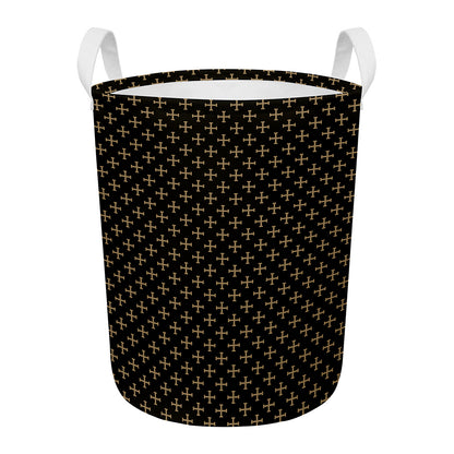 Cross Orthodox Pattern Print Round Laundry Basket