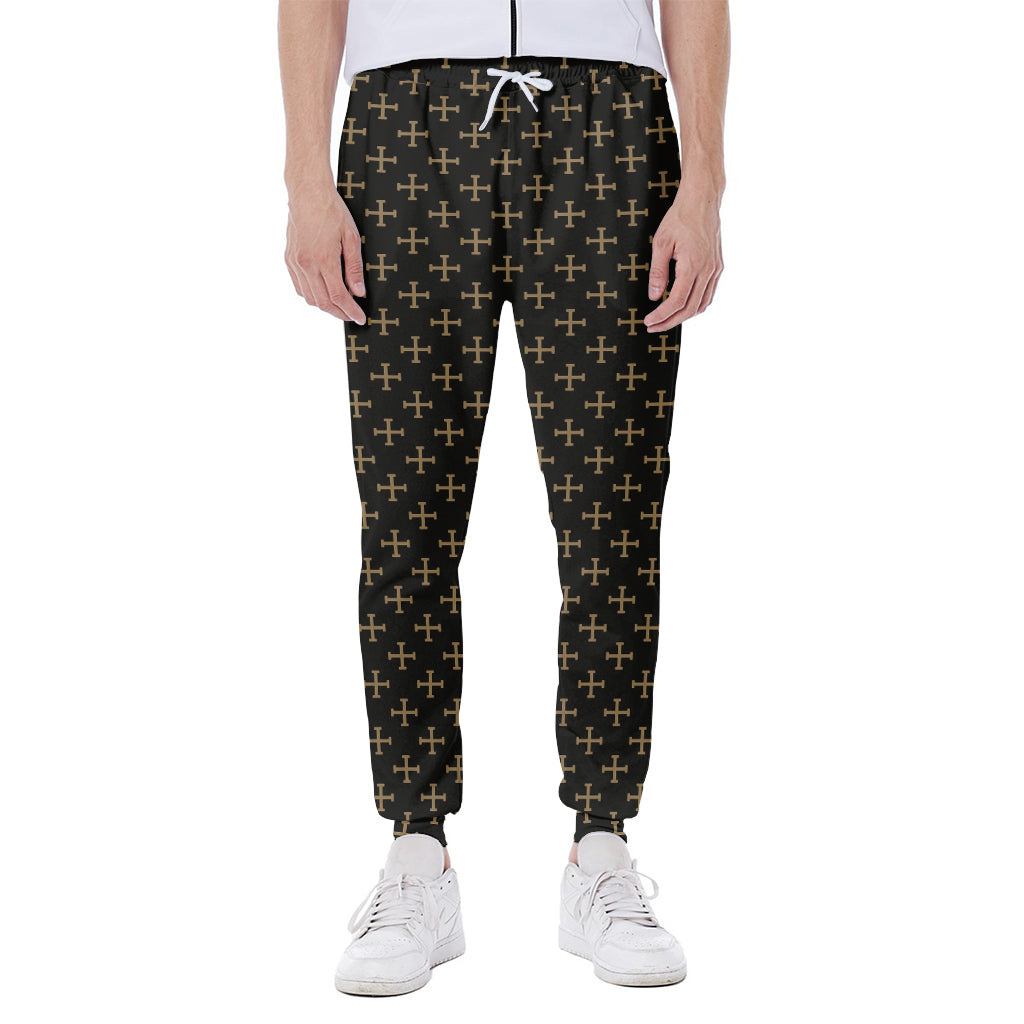 Cross Orthodox Pattern Print Scuba Joggers