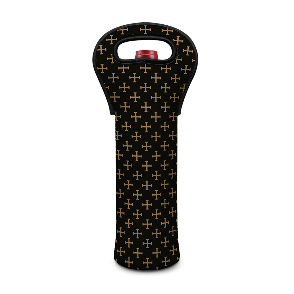 Cross Orthodox Pattern Print Single Neoprene Wine Tote
