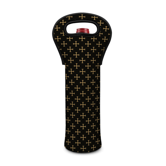 Cross Orthodox Pattern Print Single Neoprene Wine Tote