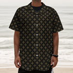 Cross Orthodox Pattern Print Textured Short Sleeve Shirt