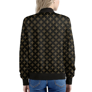 Cross Orthodox Pattern Print Women's Bomber Jacket