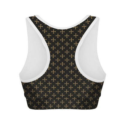 Cross Orthodox Pattern Print Women's Sports Bra