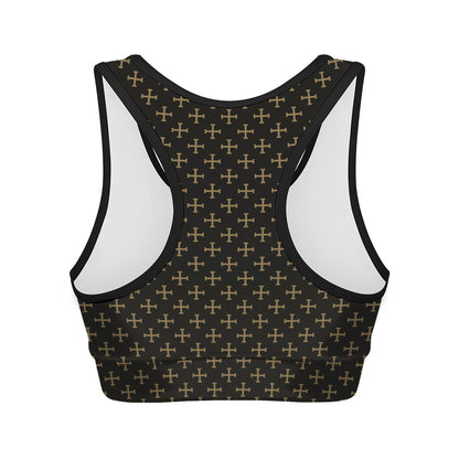 Cross Orthodox Pattern Print Women's Sports Bra