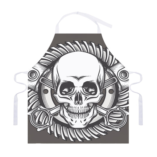 Cross Piston Mechanic Skull Print Adjustable Apron