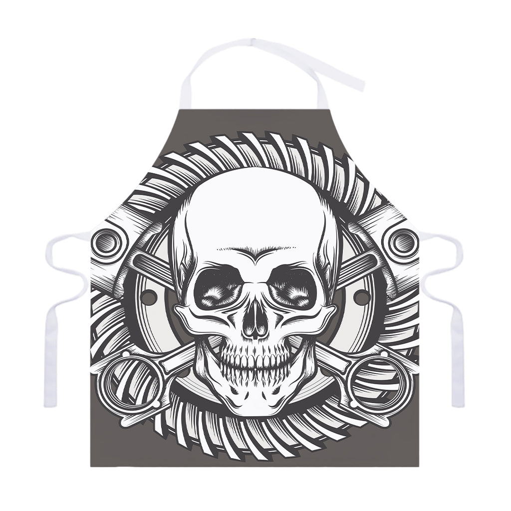 Cross Piston Mechanic Skull Print Adjustable Apron