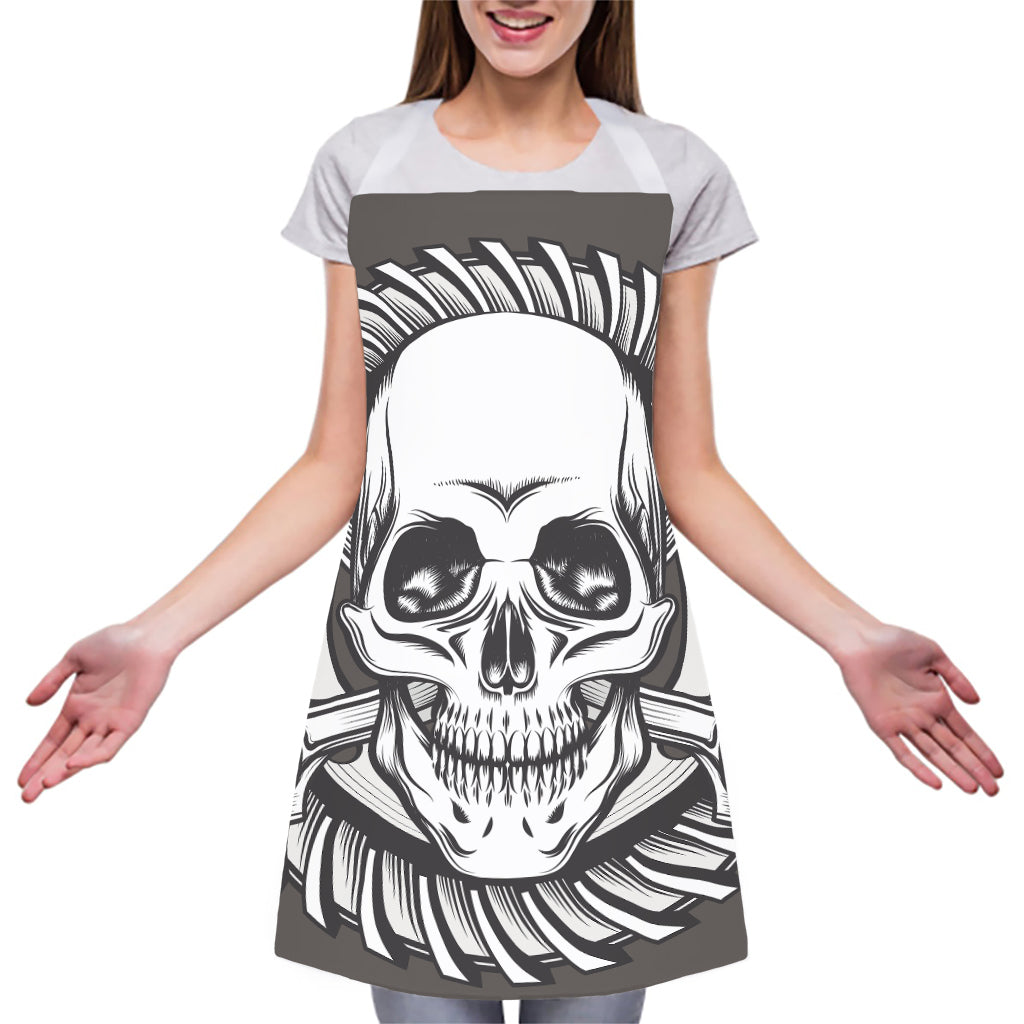 Cross Piston Mechanic Skull Print Adjustable Apron