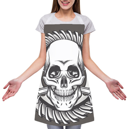 Cross Piston Mechanic Skull Print Adjustable Apron