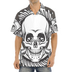 Cross Piston Mechanic Skull Print Aloha Shirt